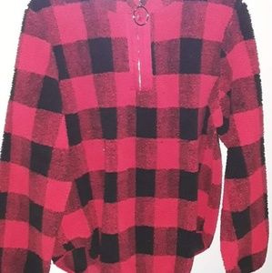 Buffalo plaid sherpa pullover